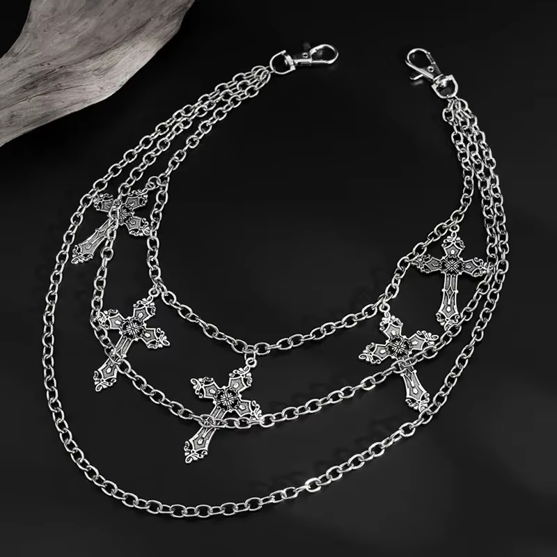 Body Jewelry Men - ファッションパンクメタルパンツチェーン、ヒップホップウエストチェーン、クロスペンダントジーンズチェーン、男女兼用アクセサリーギフト