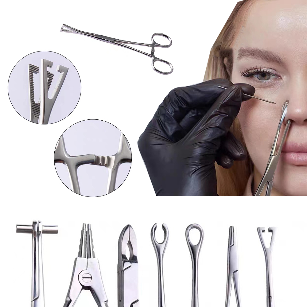 Body Jewelry Ring Opening Pliers - 1PC プロフェッショナルサージカルスチールオープン三角形クローズリングリップ耳パイプクランププライヤーピンセット腹ボディピアス穿刺ツール