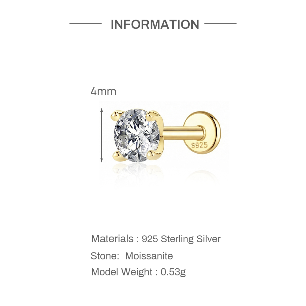 Aide 925スターリングシルバー モアサナイト ラブレッ - Body Jewelry Labret のレビューと価格