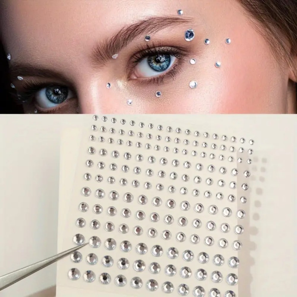 165 個の自己粘着ラインストーンステッカー、白いラウンド宝 - Body Jewelry Labret のレビューと価格