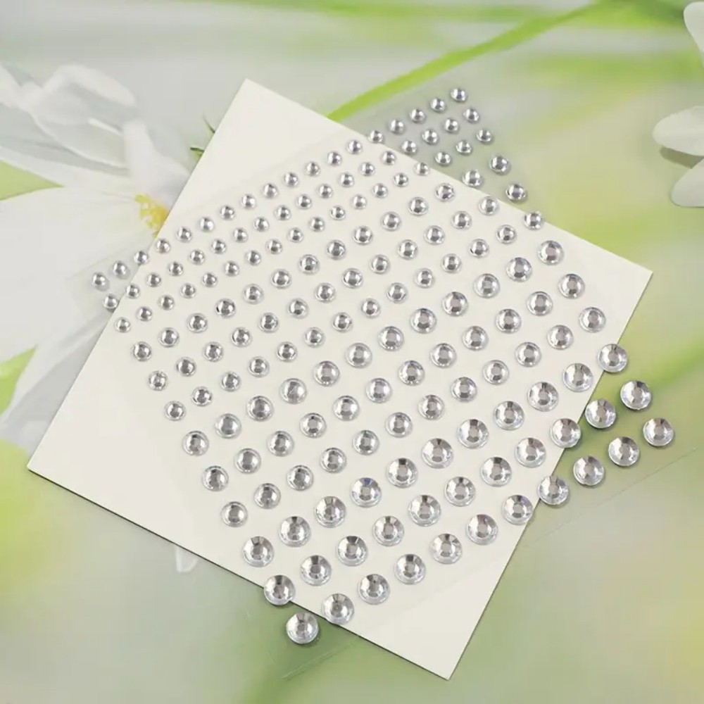 165 個の自己粘着ラインストーンステッカー、白いラウンド宝 - Body Jewelry Labret のレビューと価格