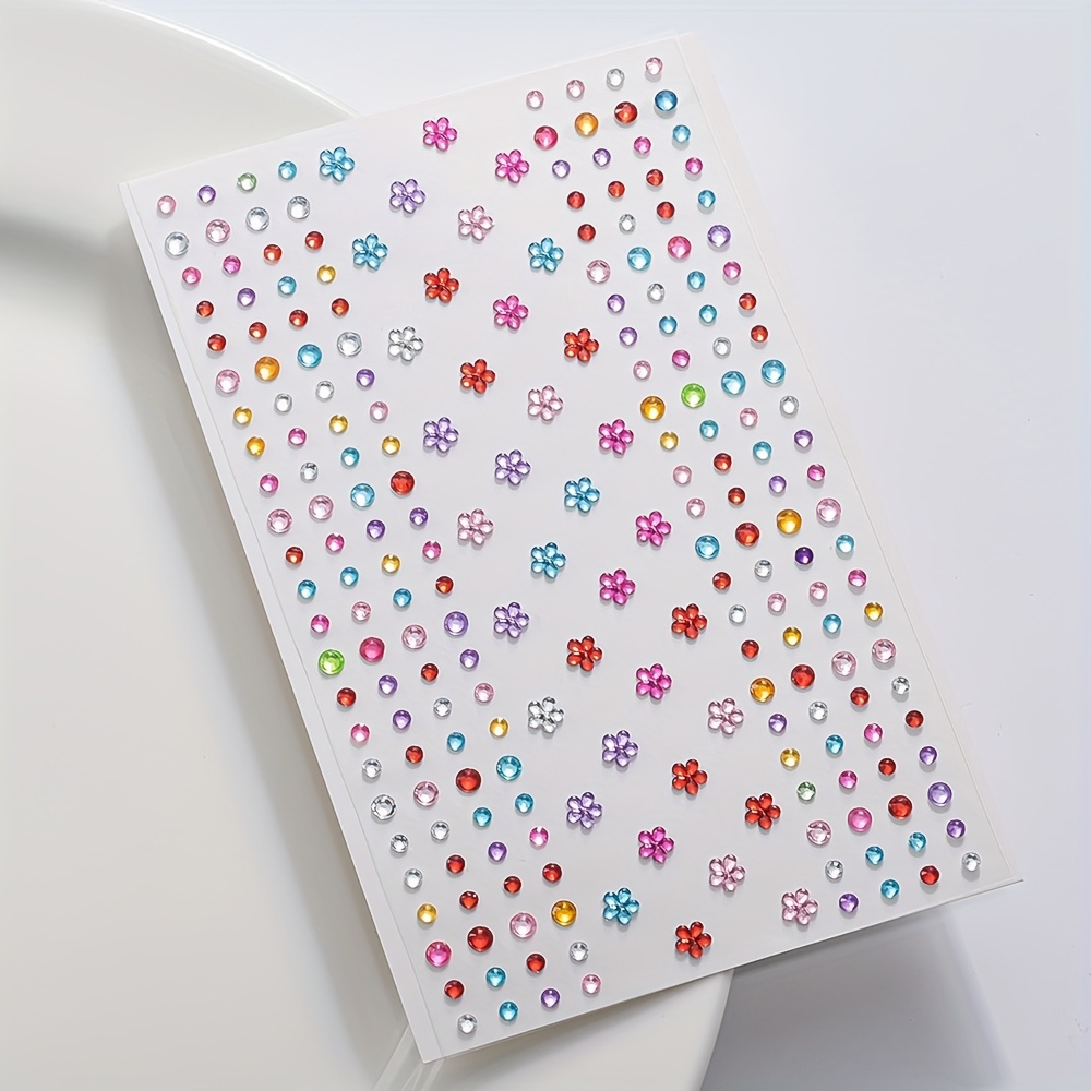 1シート カラフルな光沢のあるラインストーンステッカー 宝石 - Body Jewelry Stickers のレビューと価格