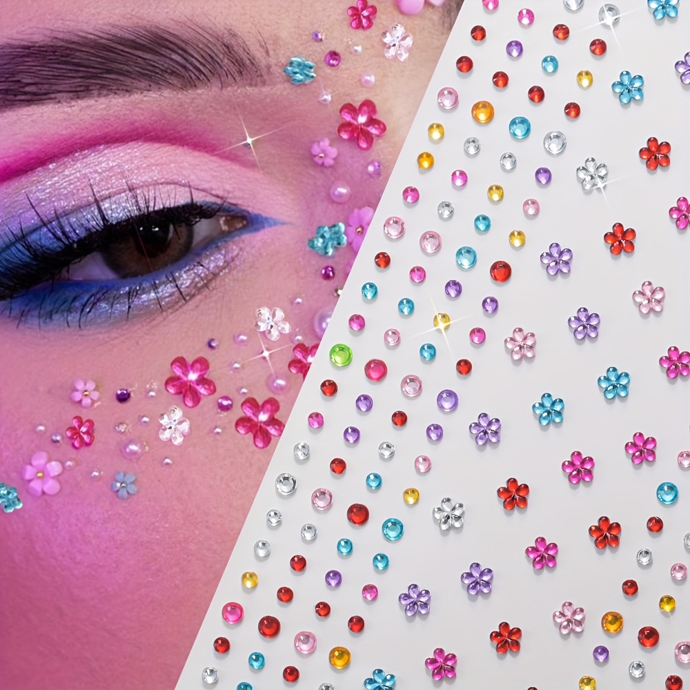 1シート カラフルな光沢のあるラインストーンステッカー 宝石 - Body Jewelry Stickers のレビューと価格