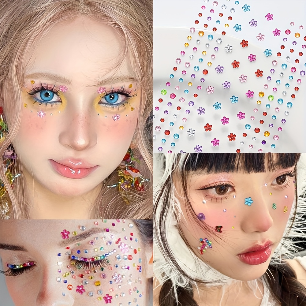 1シート カラフルな光沢のあるラインストーンステッカー 宝石 - Body Jewelry Stickers のレビューと価格