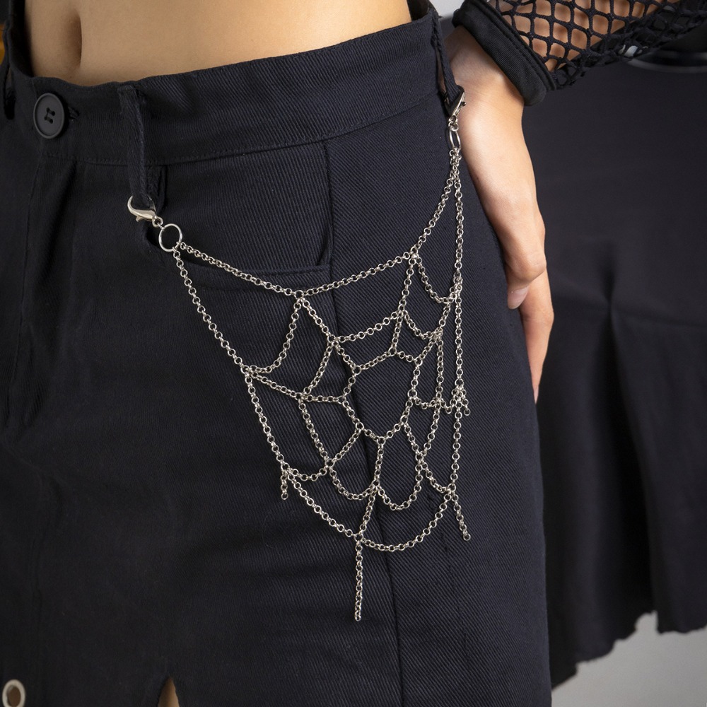 ゴシックパンクスライバーカラークモの巣ズボンチェーン男性女性 - Body Jewelry Men のレビューと価格