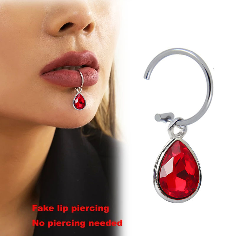 クリップオンピアス,1ピース,クリスタル,ウォータードロップ - Body Jewelry Labret のレビューと価格
