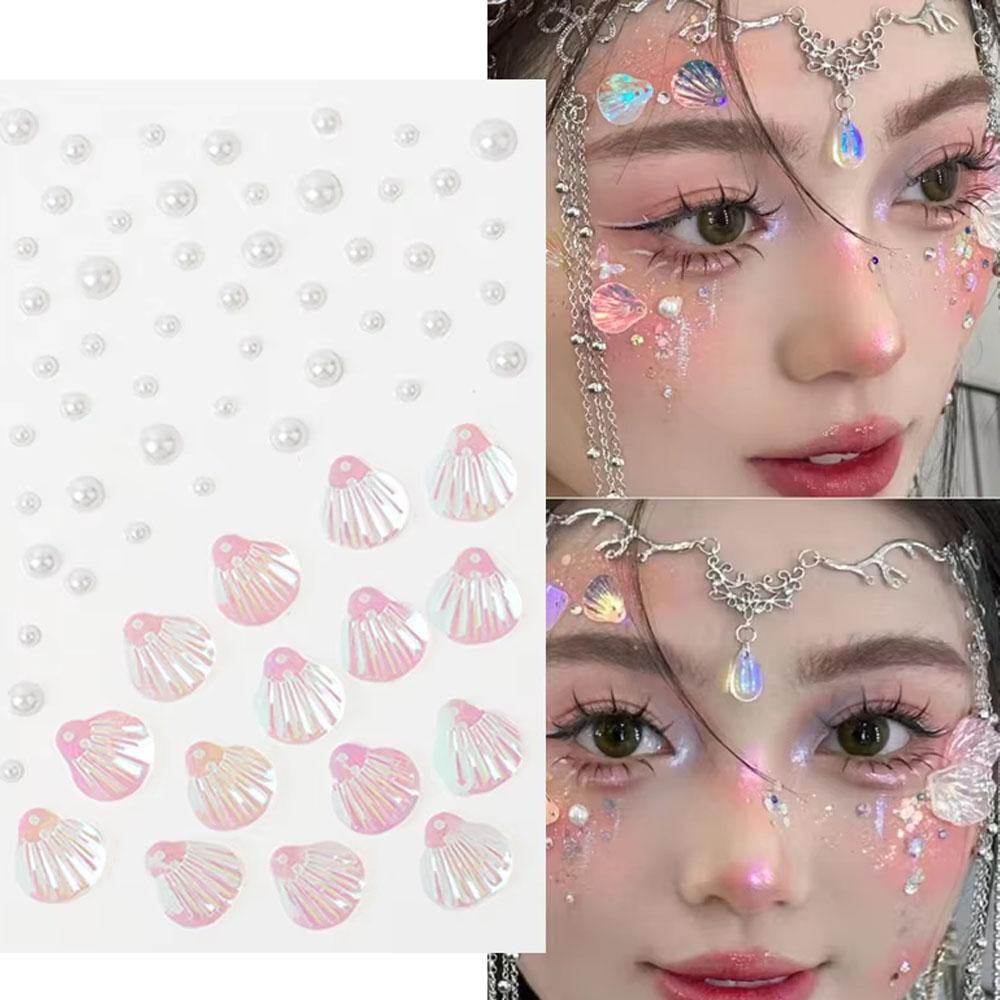 1枚の虹の貝殻混合パールシール自己粘着3 Dシール、ネイルア - Body Jewelry Stickers のレビューと価格
