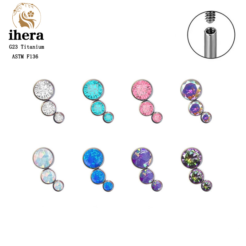 G23 チタンラウンドジルコンフラットスタッドピアス CZ  - Body Jewelry Labret のレビューと価格