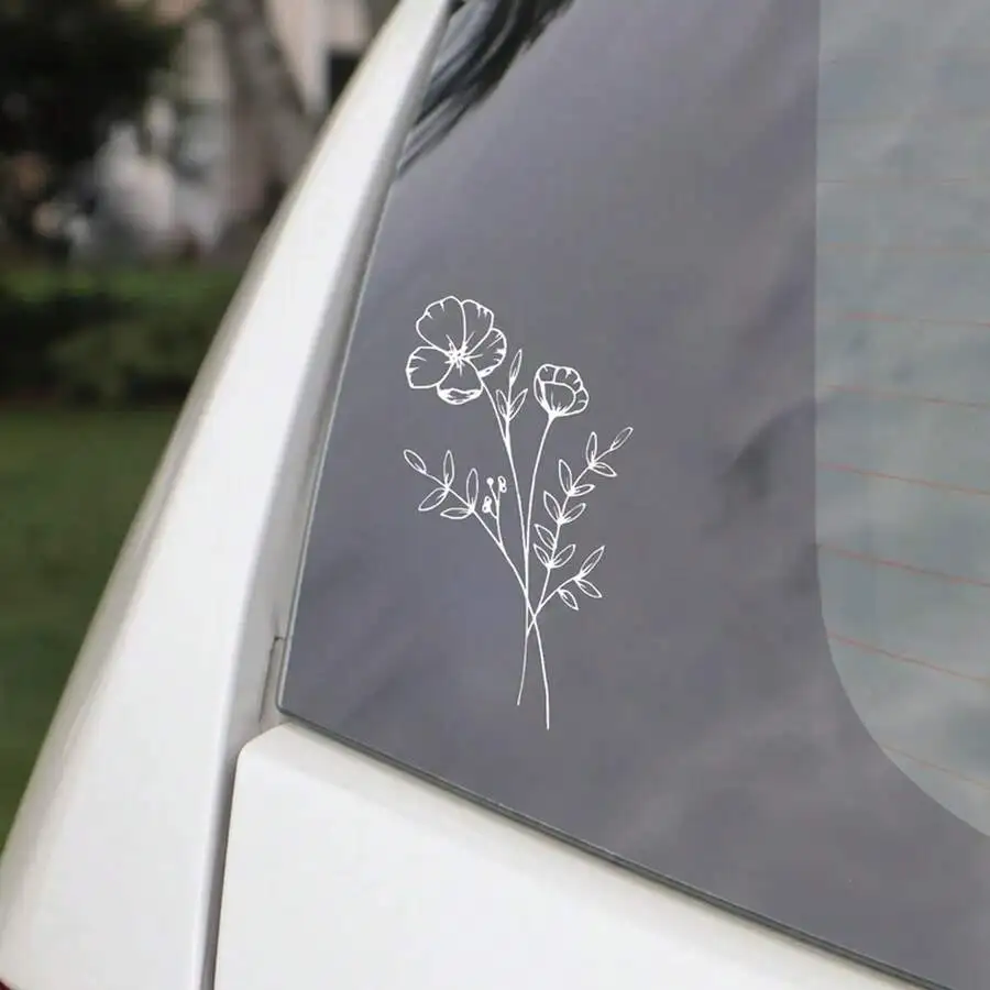 1枚入りワイルドフラワーカーステッカー、車の窓、ラップトップ - Body Jewelry Labret のレビューと価格
