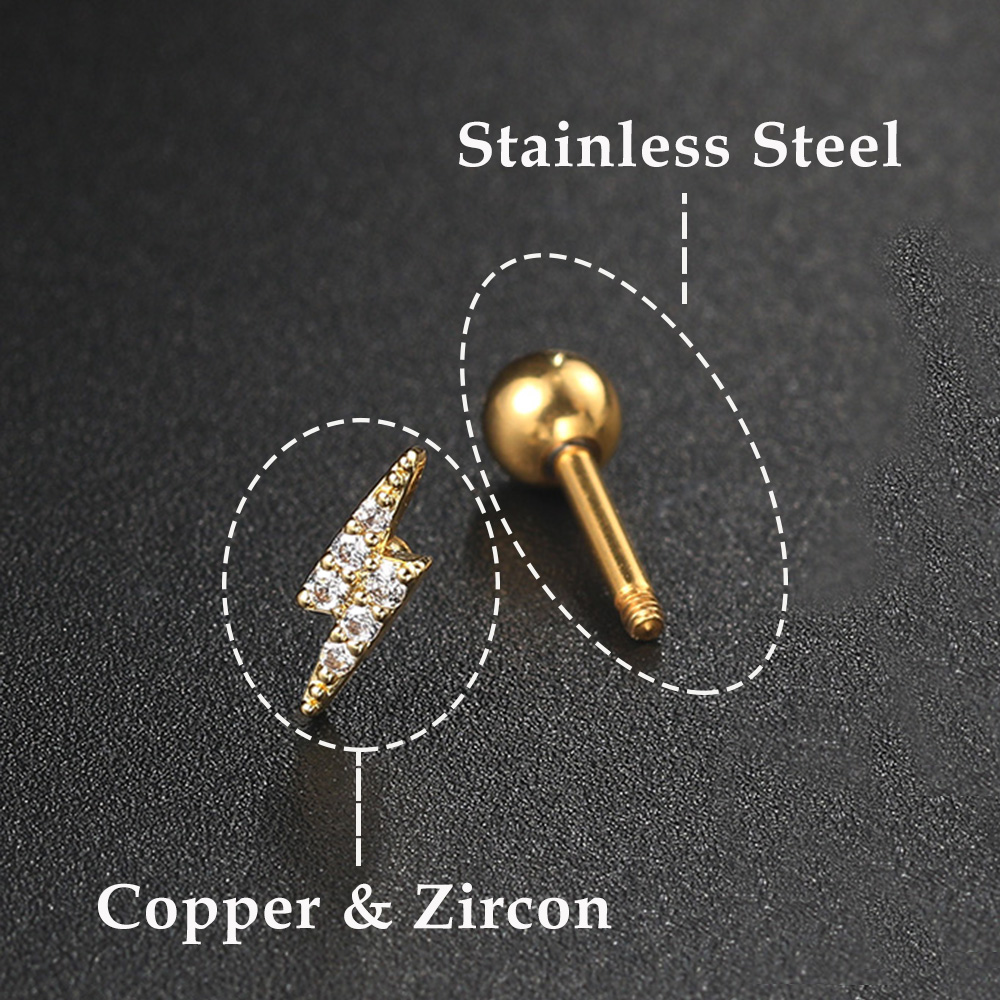 星と月のスタッドが付いたイヤリング,女性用,韓国のファッショ - Body Jewelry Labret のレビューと価格