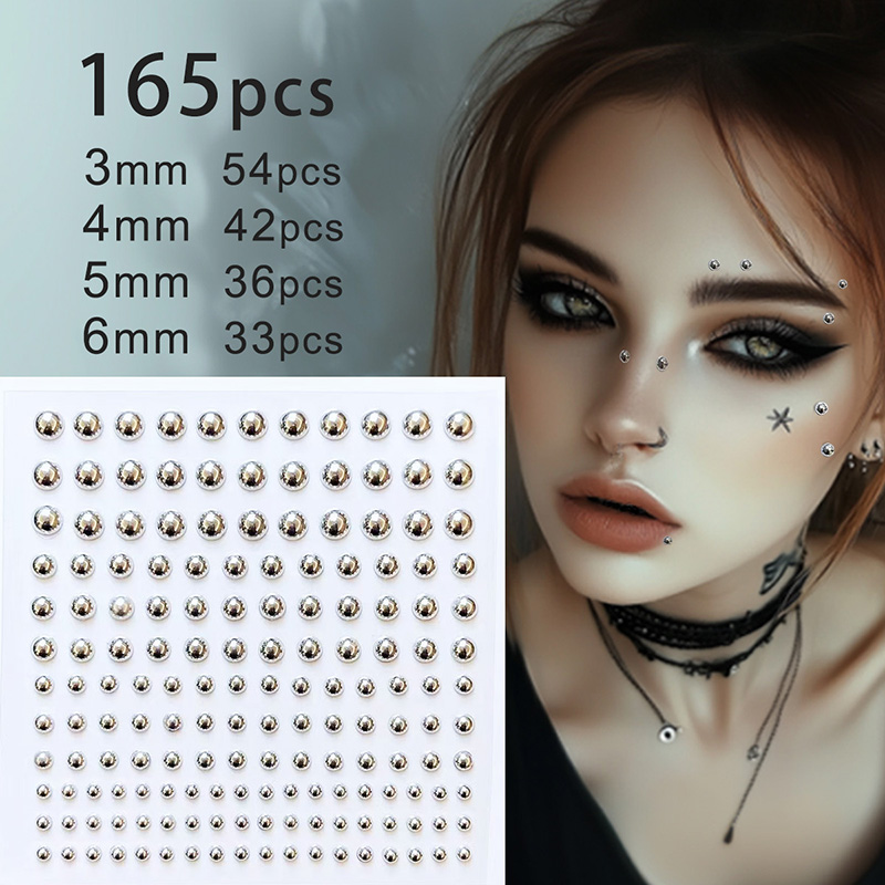 3D 顔目パーティーメイクタトゥーステッカーアクリルダイヤモ - Body Jewelry Stickers のレビューと価格