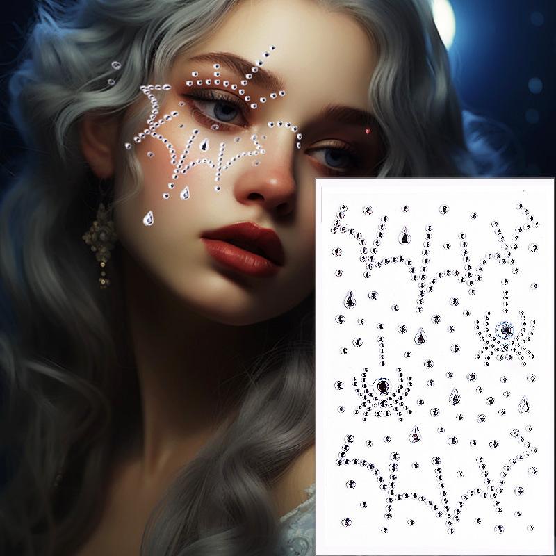 ハロウィン黒蜘蛛のコスチュームシール1/3枚黒赤透明宝石シー - Body Jewelry Stickers のレビューと価格