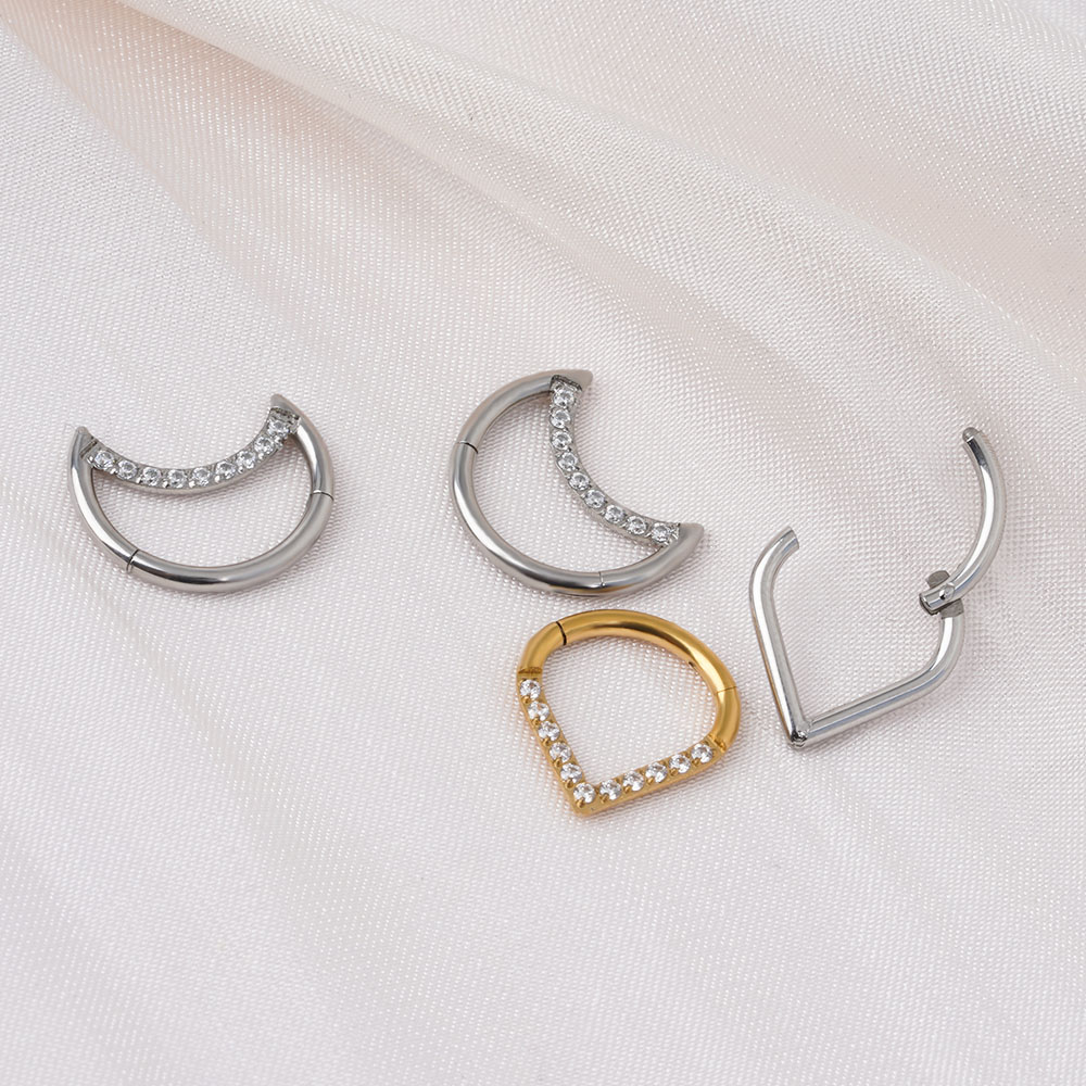 F136 チタンヒンジ付きティアドロップセグメントリングセプ - Body Jewelry Labret のレビューと価格