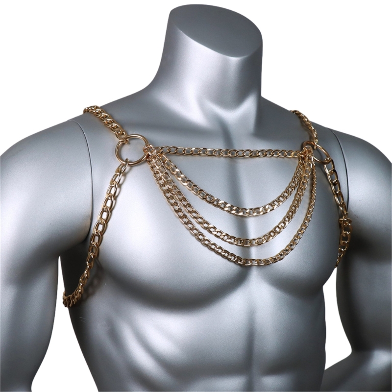 男性のセクシーなメタルボディ胸チェーンジュエリーパンクスタイ - Body Jewelry Men のレビューと価格