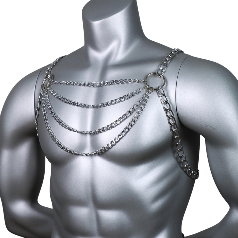 男性のセクシーなメタルボディ胸チェーンジュエリーパンクスタイ - Body Jewelry Men のレビューと価格