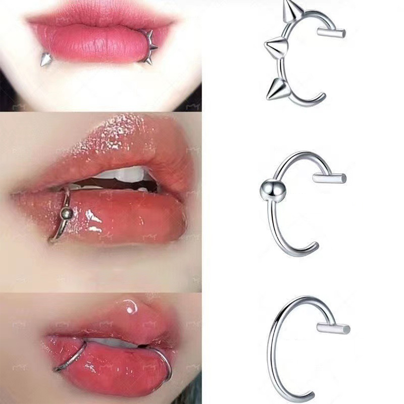 1個 ステンレス製 フェイクノーズリング フープ セプタムリ - Body Jewelry Labret のレビューと価格