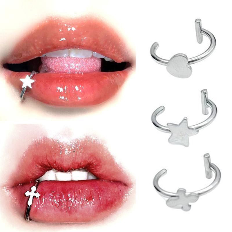 1個 ステンレス製 フェイクノーズリング フープ セプタムリ - Body Jewelry Labret のレビューと価格