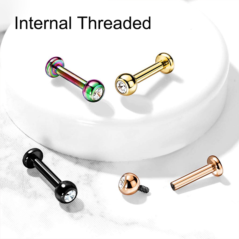 16G サージカルスチール ボールトップ CZ リップ セプ - Body Jewelry Labret のレビューと価格