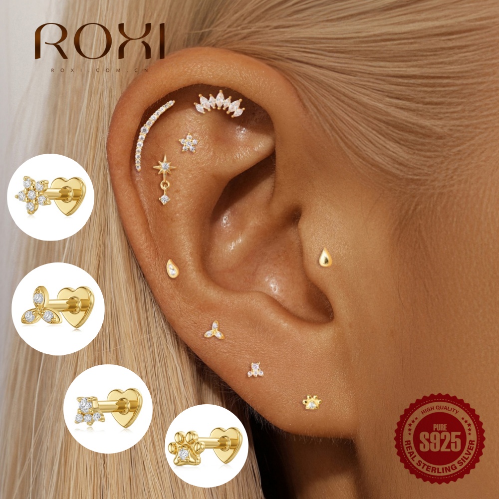 ROXI 1個 925スターリングシルバー フラットピアス  - Body Jewelry Flat Back のレビューと価格