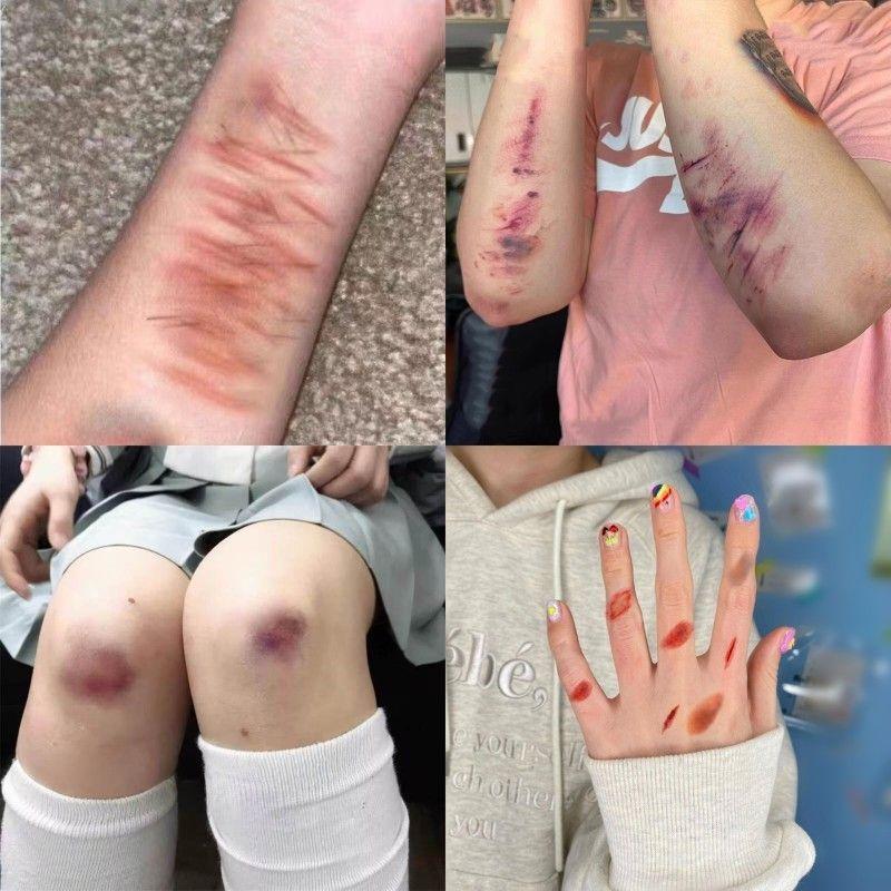 4 枚のハロウィン傷あざ一時的なタトゥーコスプレ防水腕足首傷 - Body Jewelry Stickers のレビューと価格