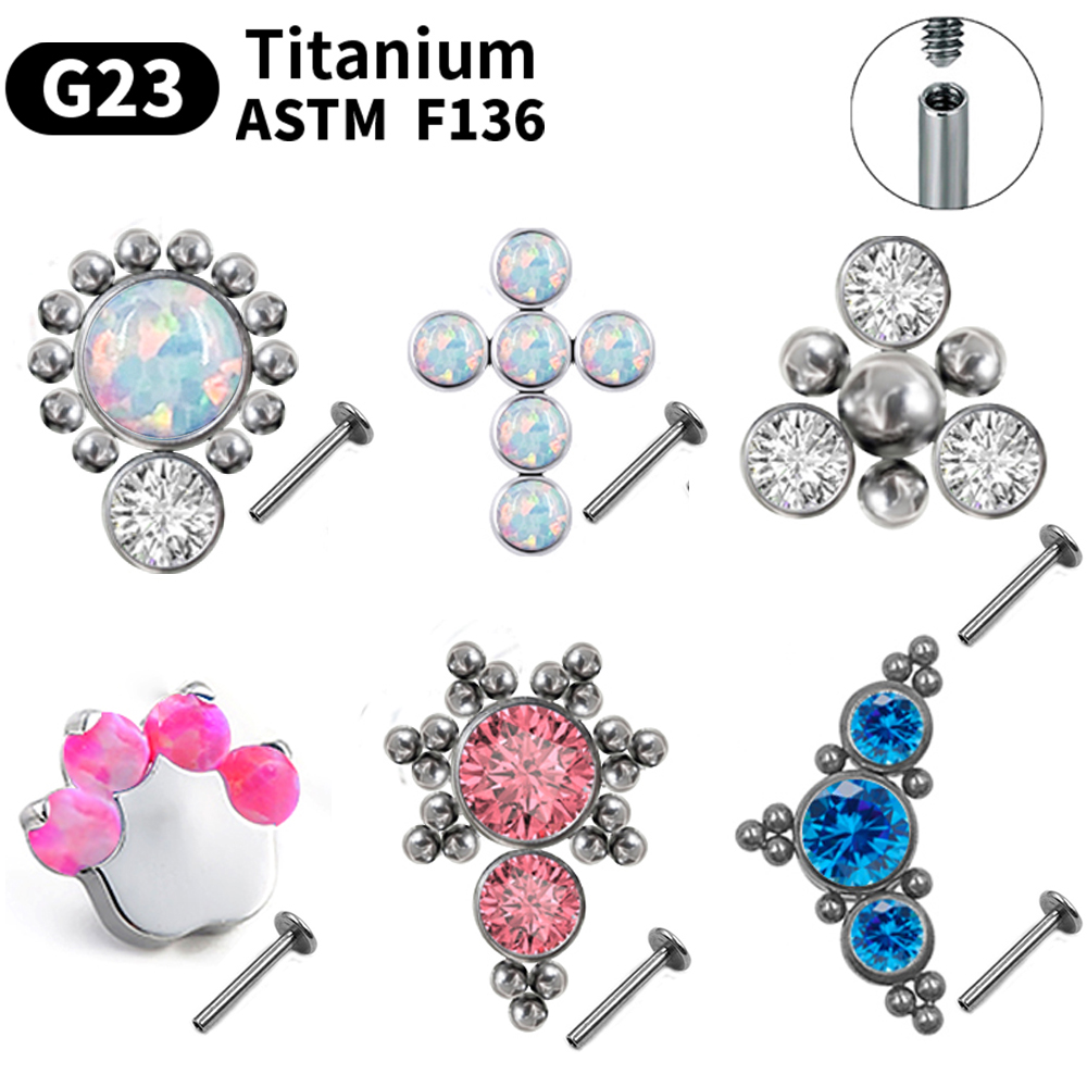 G23チタン製ピアススタッドイヤリング レディース オパール - Body Jewelry Labret のレビューと価格