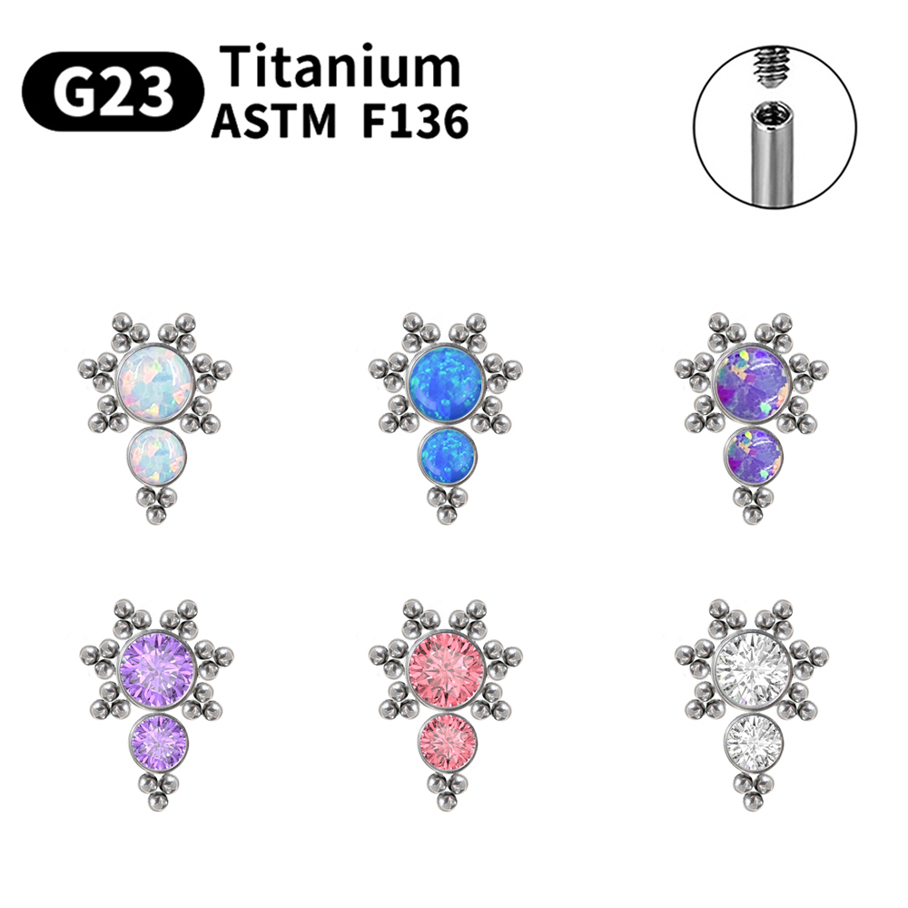 G23チタン製ピアススタッドイヤリング レディース オパール - Body Jewelry Labret のレビューと価格