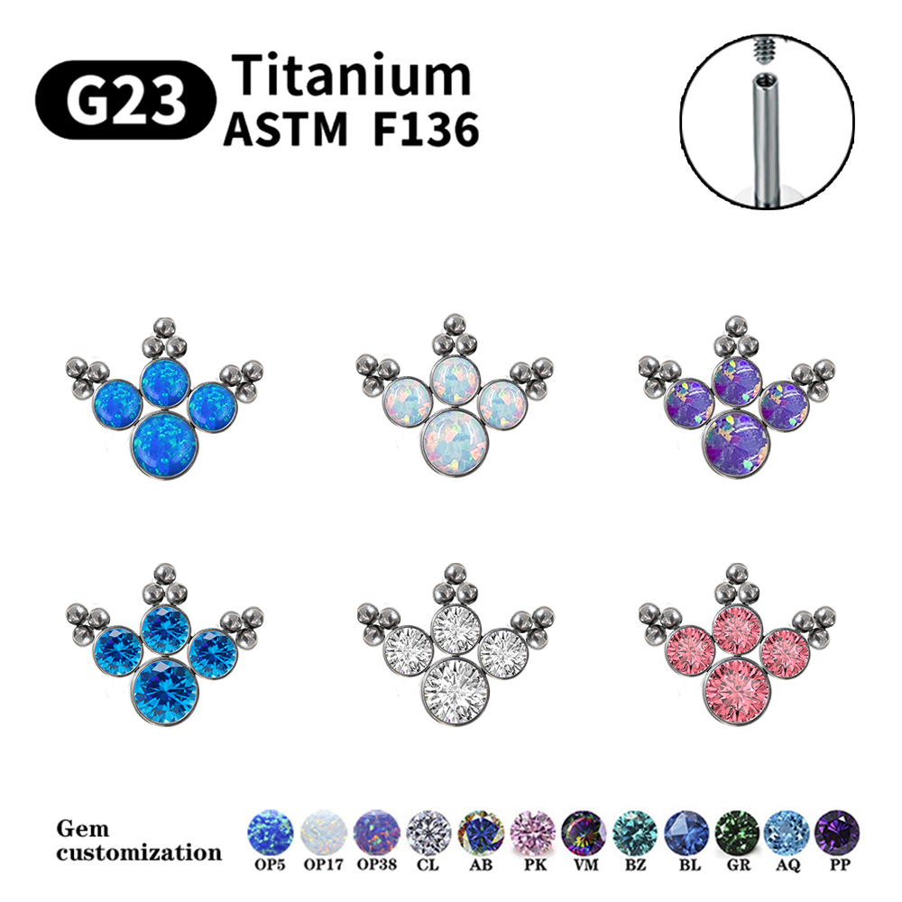 G23チタン製ピアススタッドイヤリング レディース オパール - Body Jewelry Labret のレビューと価格