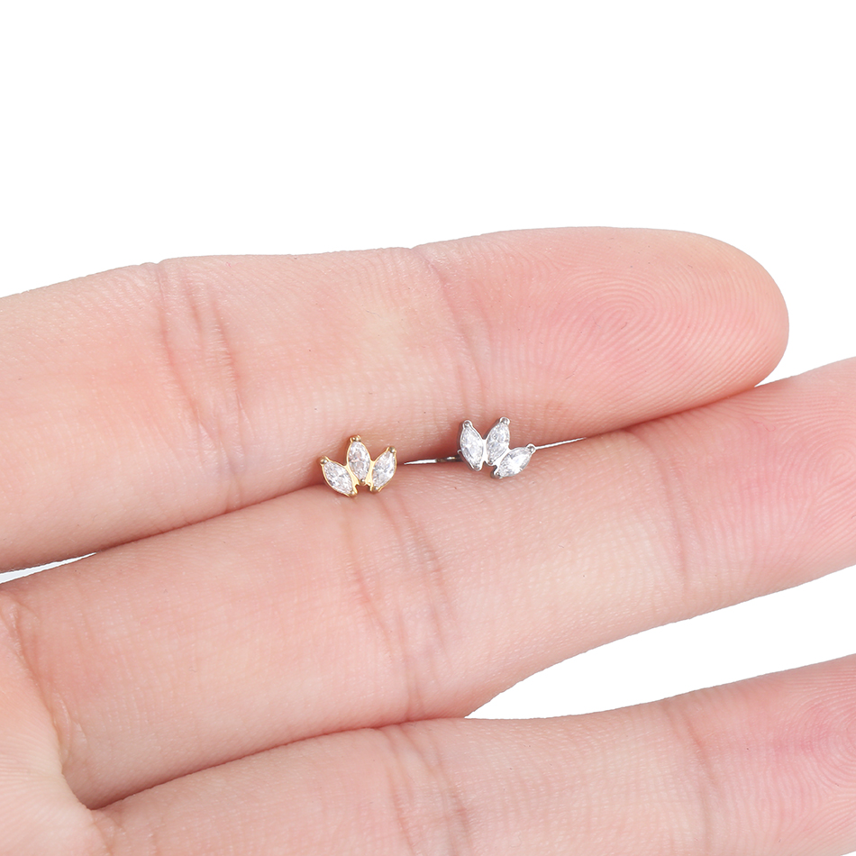 1pc ラブレットピアスチタンリップスタッド 3 マーキス  - Body Jewelry Labret のレビューと価格
