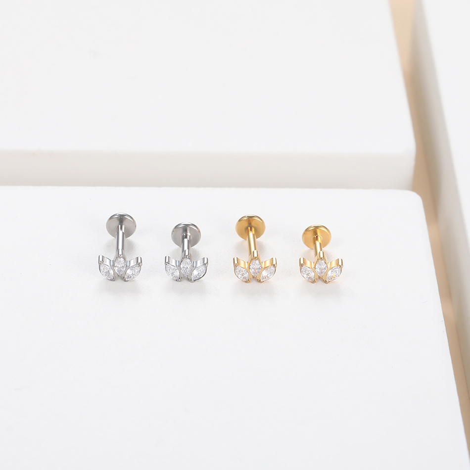 1pc ラブレットピアスチタンリップスタッド 3 マーキス  - Body Jewelry Labret のレビューと価格