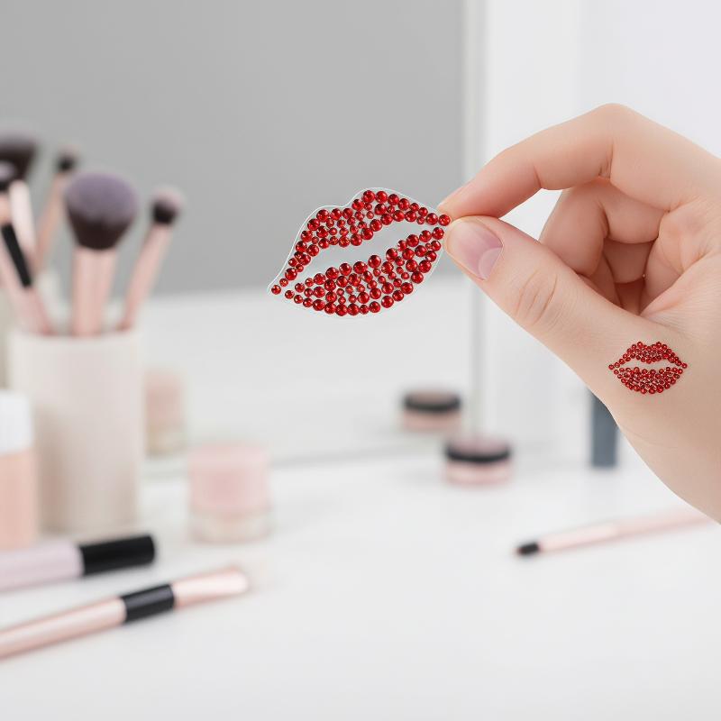 1 シートリアルなレッドキスリップラインストーンステッカーセ - Body Jewelry Stickers のレビューと価格