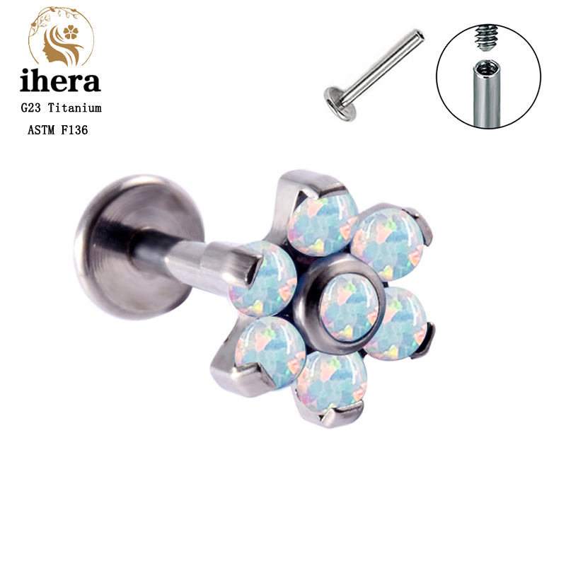 G23チタンオパールフラワーピアススタッドイヤリング ラブレ - Body Jewelry Labret のレビューと価格