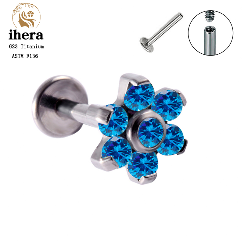 G23チタンオパールフラワーピアススタッドイヤリング ラブレ - Body Jewelry Labret のレビューと価格