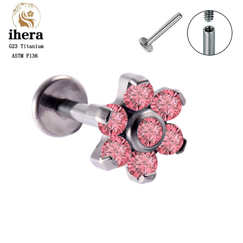 G23チタンオパールフラワーピアススタッドイヤリング ラブレ - Body Jewelry Labret のレビューと価格