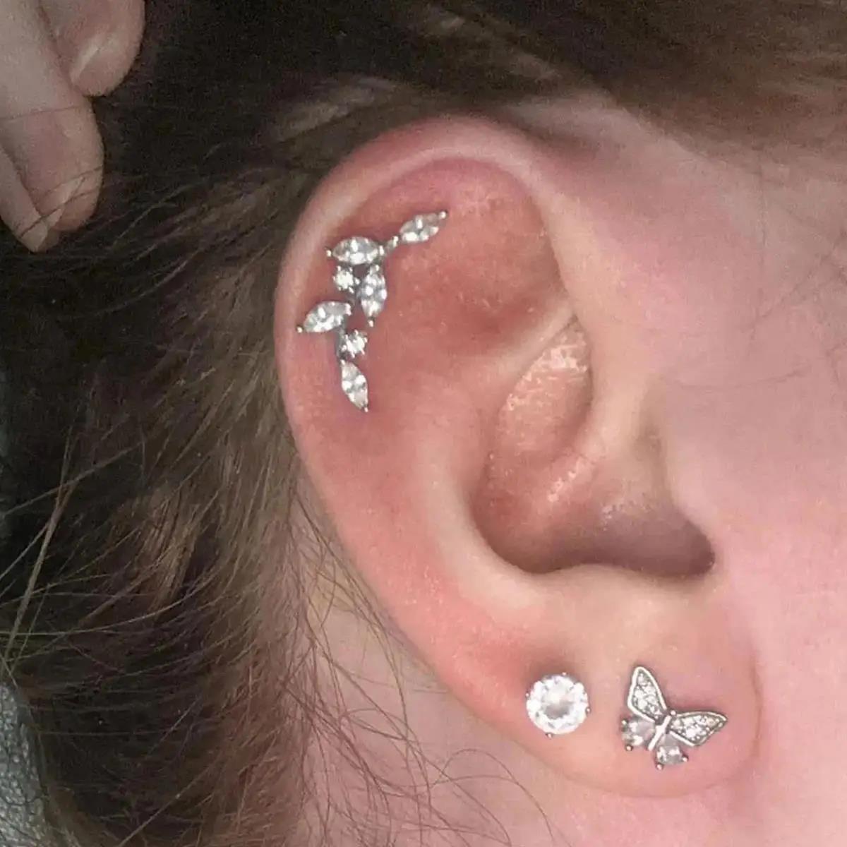 1PC 20G 軟骨ヘリックスイヤリング ホースアイキュービ - Body Jewelry Flat Back のレビューと価格