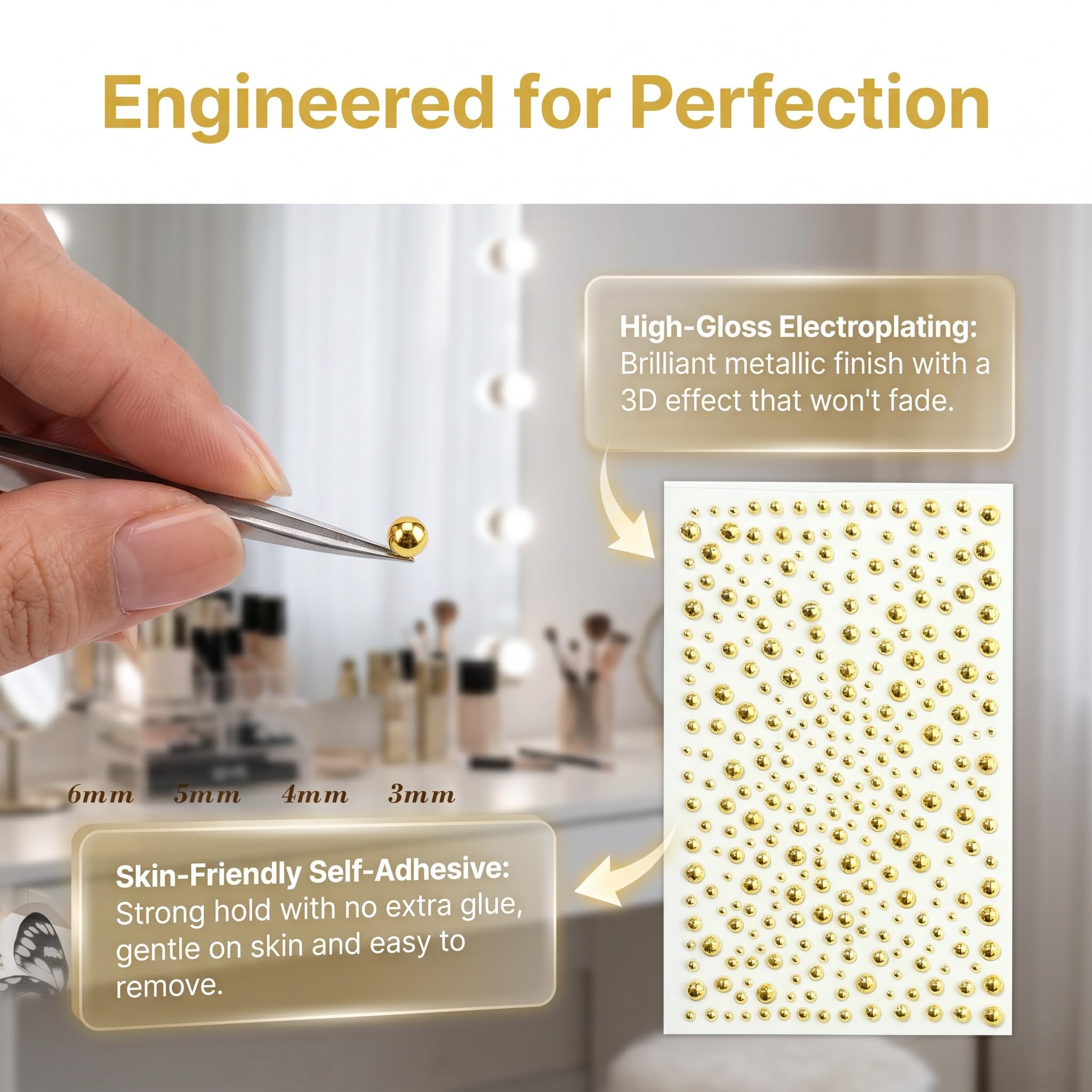 顔指輪シール自己粘着顔宝石偽穿孔セット、ピンセット付き銀ライ - Body Jewelry Stickers のレビューと価格