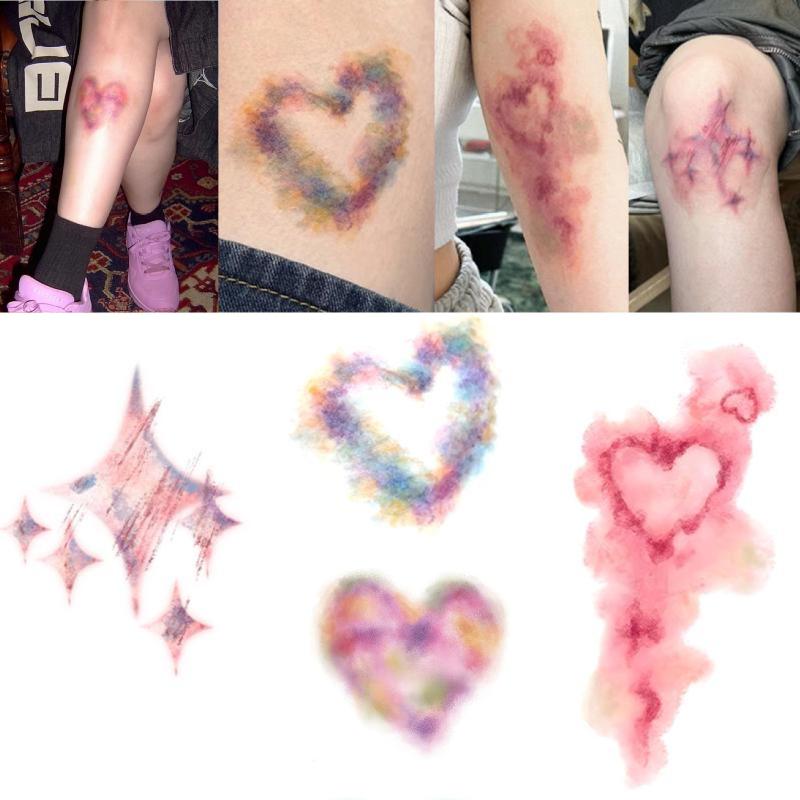 4 枚のフェイクタトゥー女性のためのカラフルなあざタトゥーハ - Body Jewelry Stickers のレビューと価格