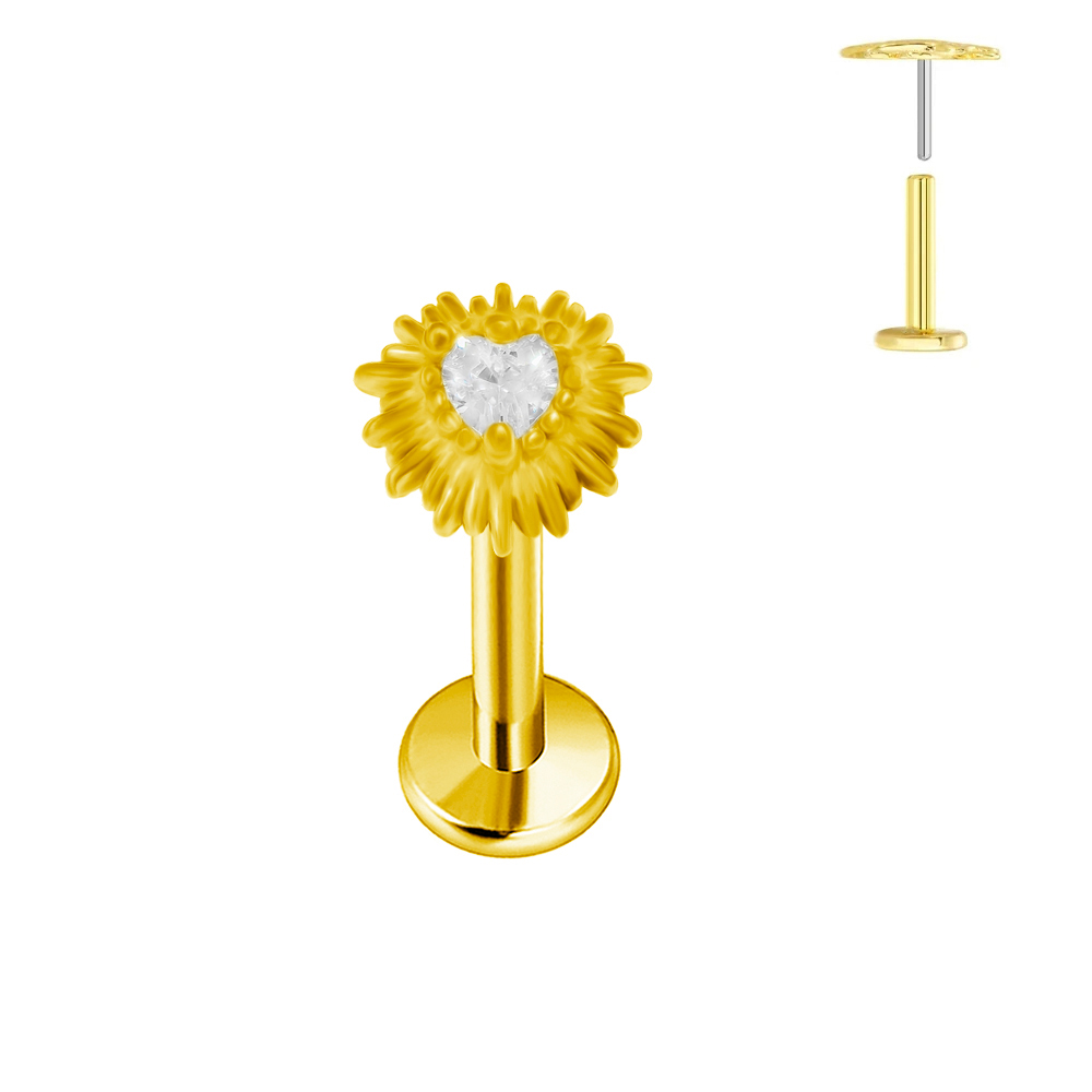 ASTM F136 G23 チタンハート型イヤリングスタッド - Body Jewelry Labret のレビューと価格
